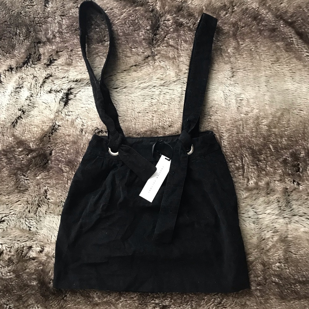 English Factory Black Corduroy Suspender Skirt NEW